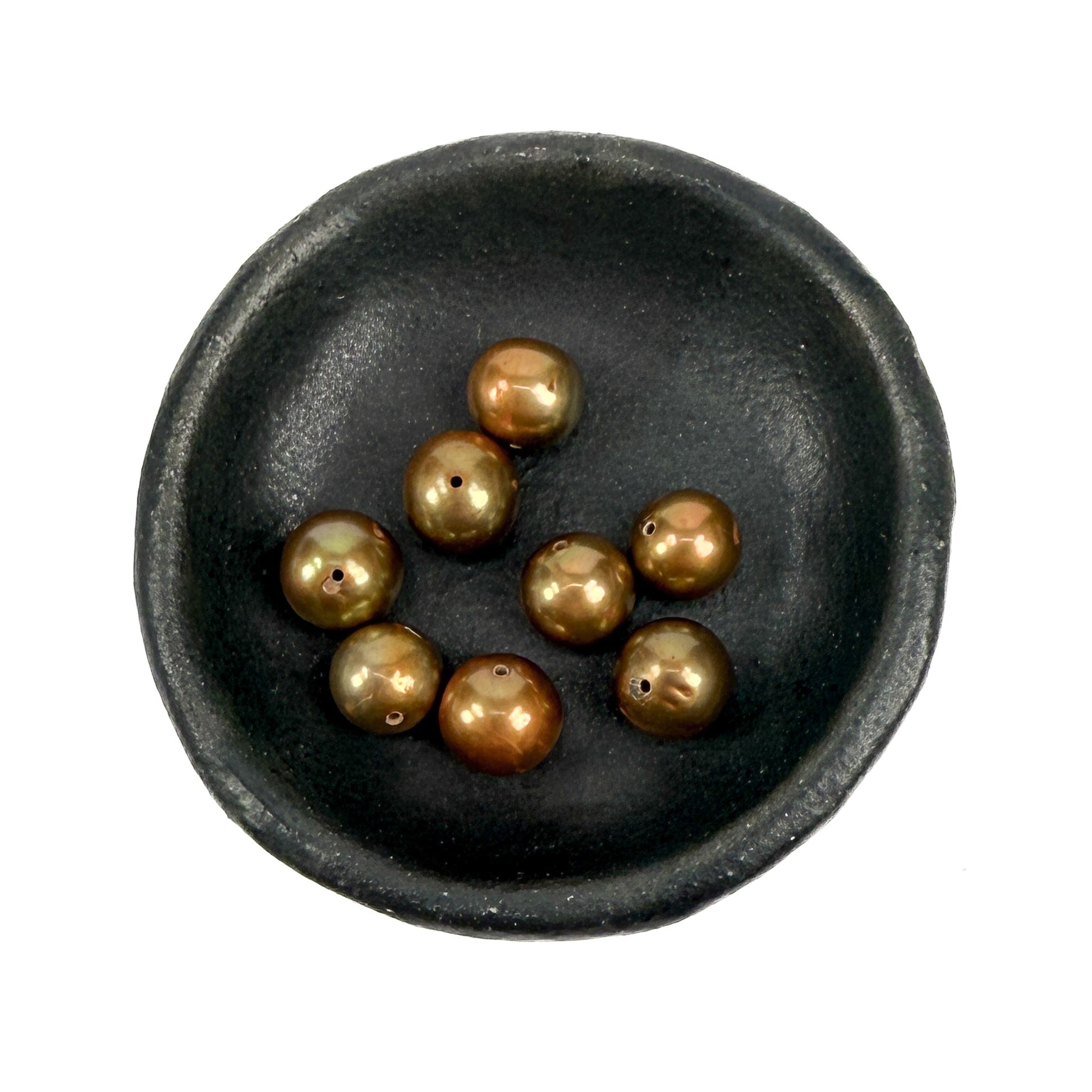 Tin Box 19: Freshwater Pearl 8mm Olive Green Bead (1 pc/P3430)-The Bead Gallery Honolulu