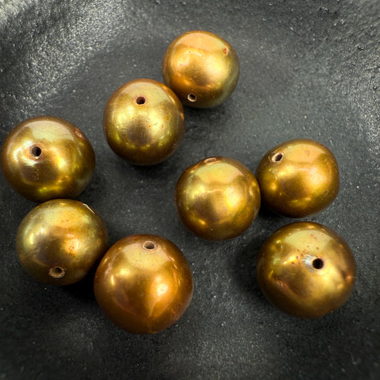 Tin Box 19: Freshwater Pearl 8mm Olive Green Bead (1 pc/P3430)-The Bead Gallery Honolulu