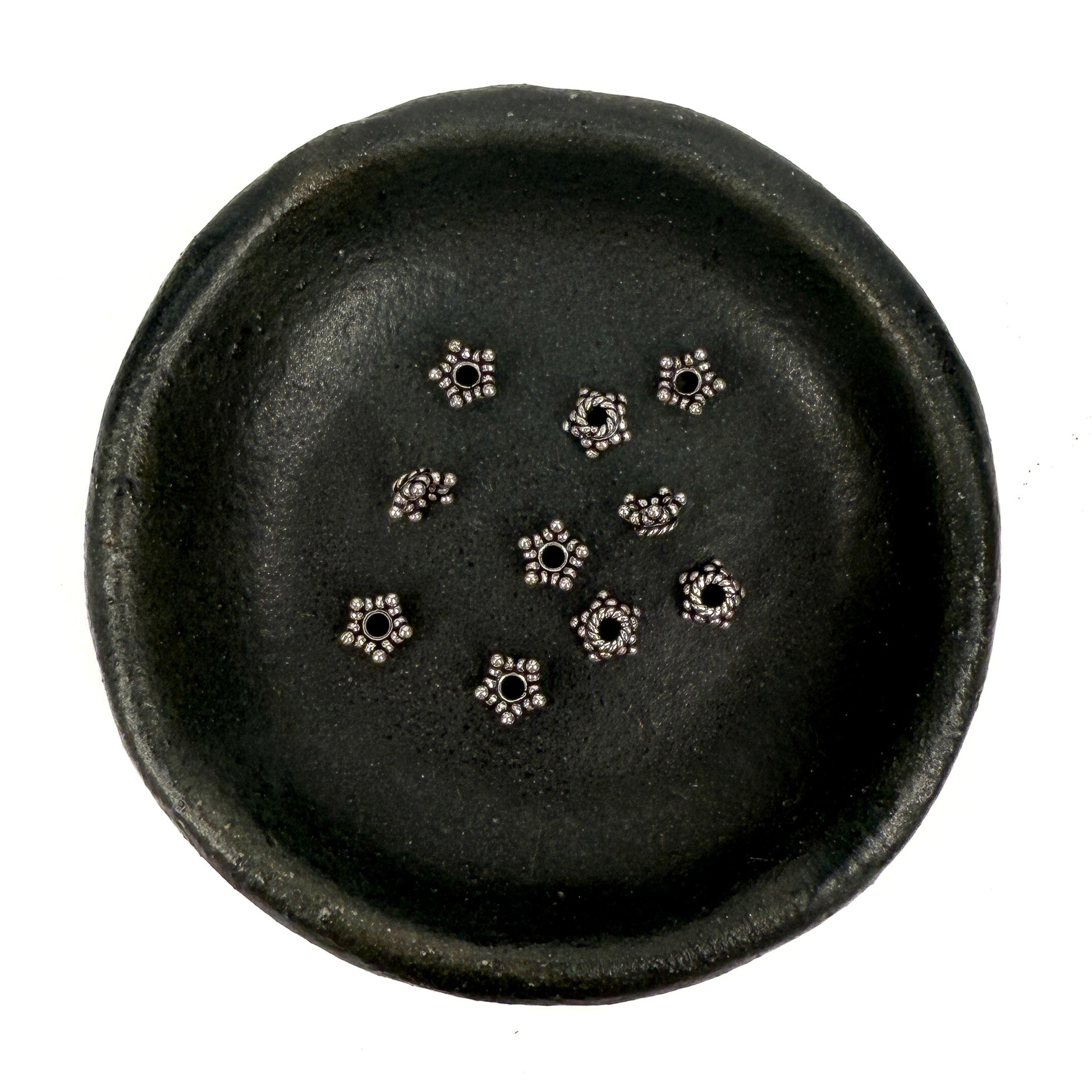 Tin Box 19: Vintage Bali Silver 4mm Starry Bead Cap (10 pc/M2038)-The Bead Gallery Honolulu