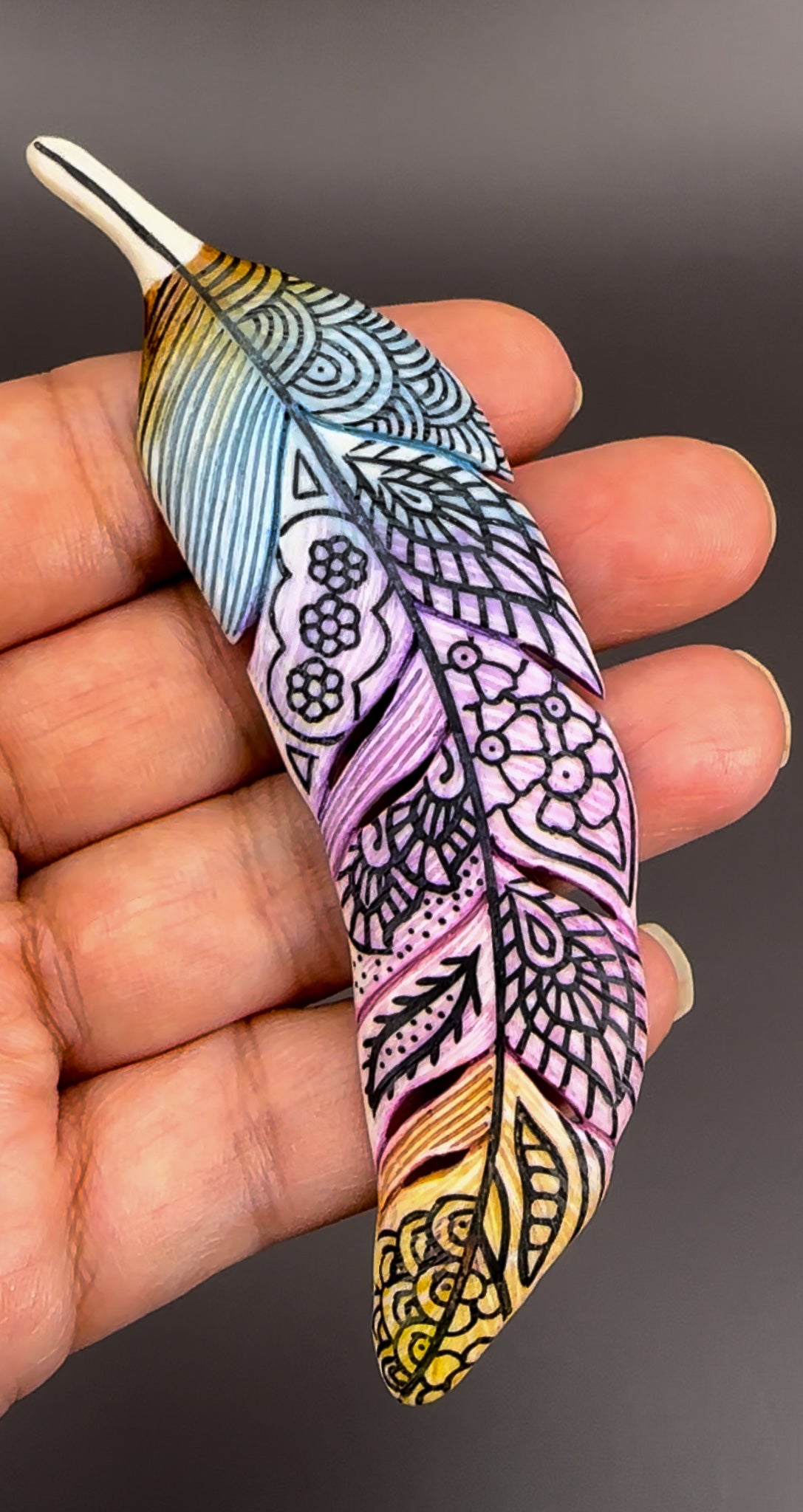 Wing and Feather Pendants - Handcarved & Handpainted Wood from Bali (J267)