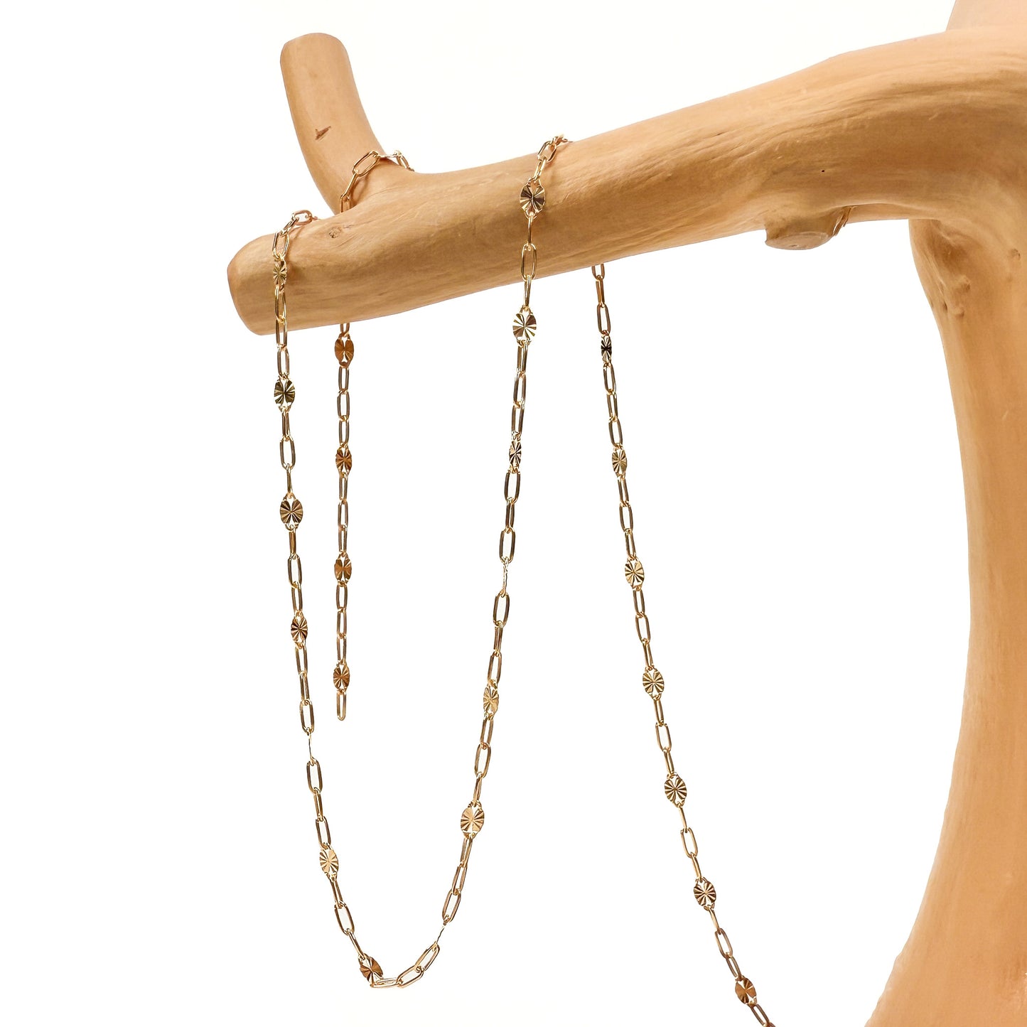 2 x 4mm Starburst Chain w/3-Link Cable Chain - Gold Filled (1 in/CH372)-The Bead Gallery Honolulu