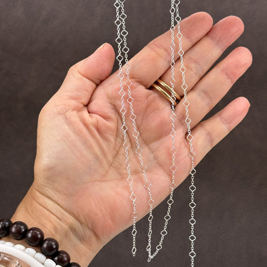 4mm Clover w/3-link Cable Chain - Silver | Gold (1 in/CH374)-The Bead Gallery Honolulu