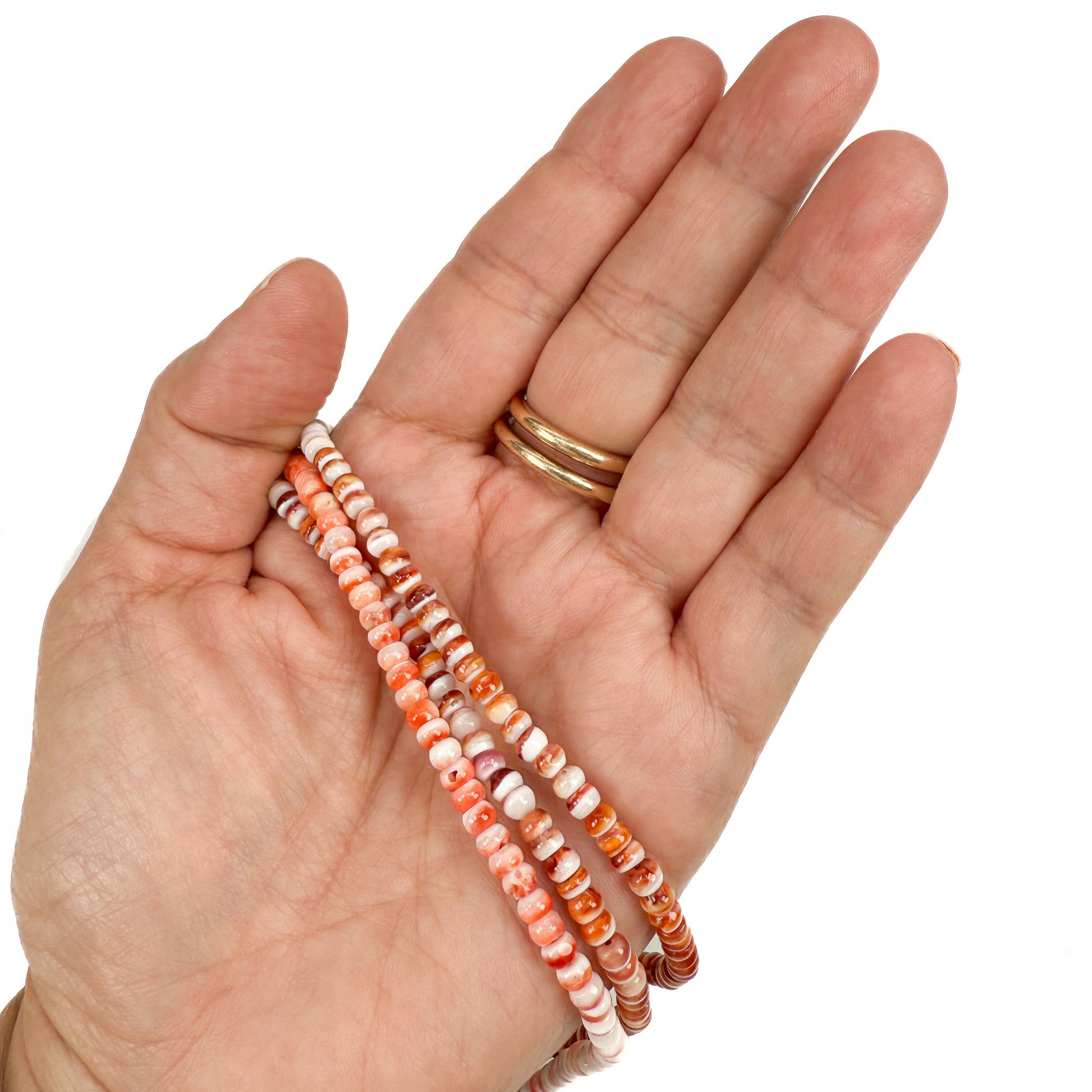 Natural Baja Spiny Oyster 4mm Smooth Rondelle Bead (4 inch/P3440)-The Bead Gallery Honolulu