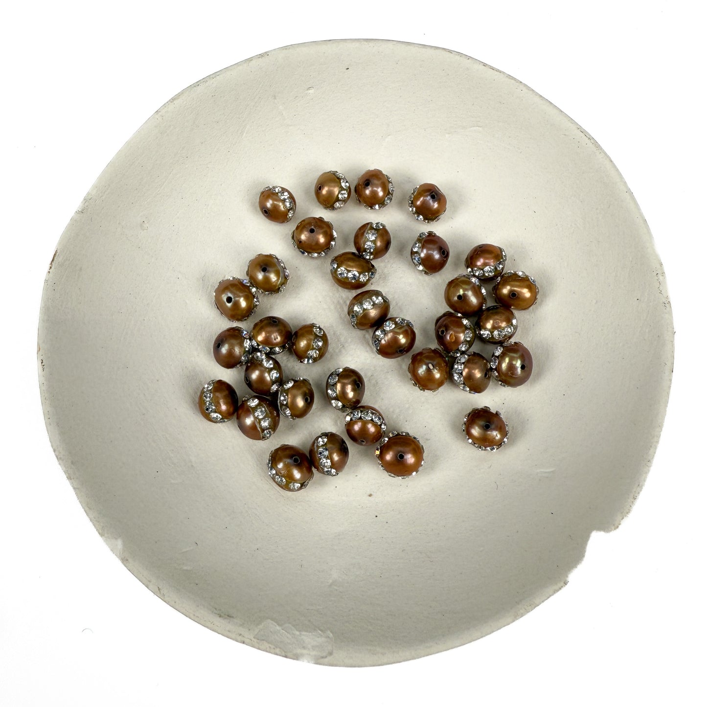 Freshwater Pearl 6mm Copper Crystal-Set Round Bead (1 pc/P919)-The Bead Gallery Honolulu