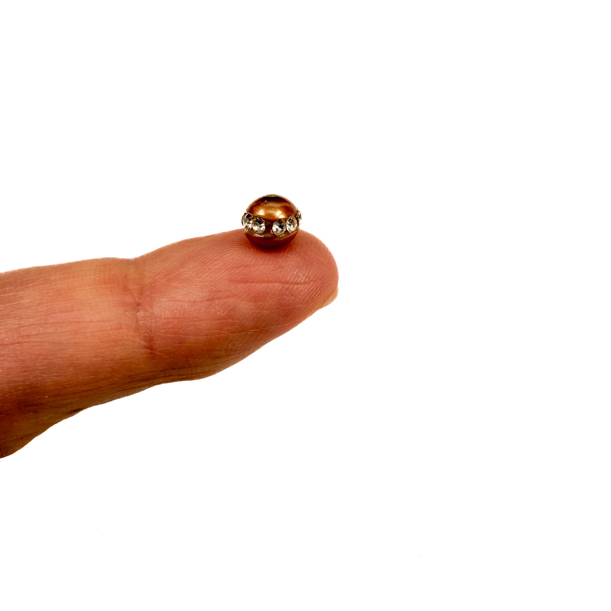 Freshwater Pearl 6mm Copper Crystal-Set Round Bead (1 pc/P919)-The Bead Gallery Honolulu