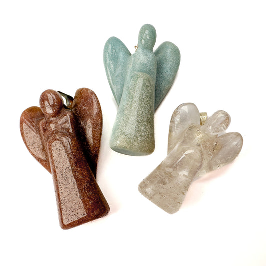Gemstone Angel Pendants (Trolleite or Crystal Quartz) - 1 pc.-The Bead Gallery Honolulu