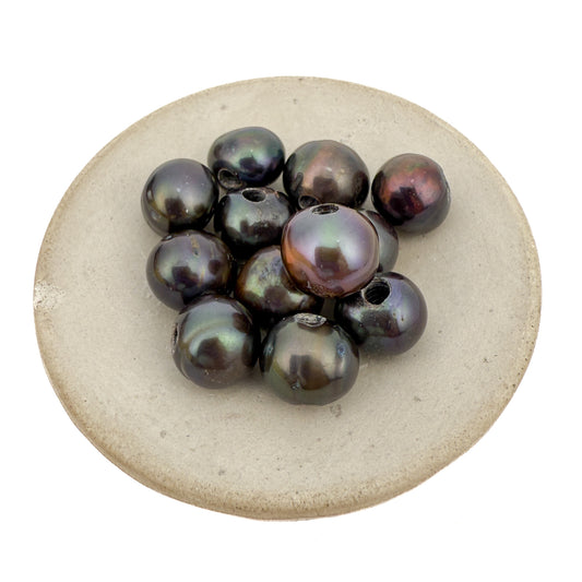 Dark Olive Bronze 10mm Potato with Large Hole Freshwater Pearl Bead (GEM1816/P2445)-The Bead Gallery Honolulu