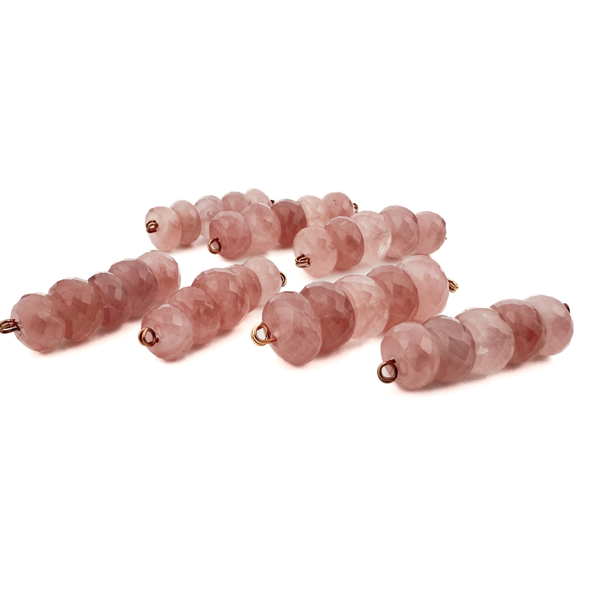 Madagascar Rose Quartz 8-10mm Faceted Rondelle Bead Mix (5 pc/P3415)-The Bead Gallery Honolulu