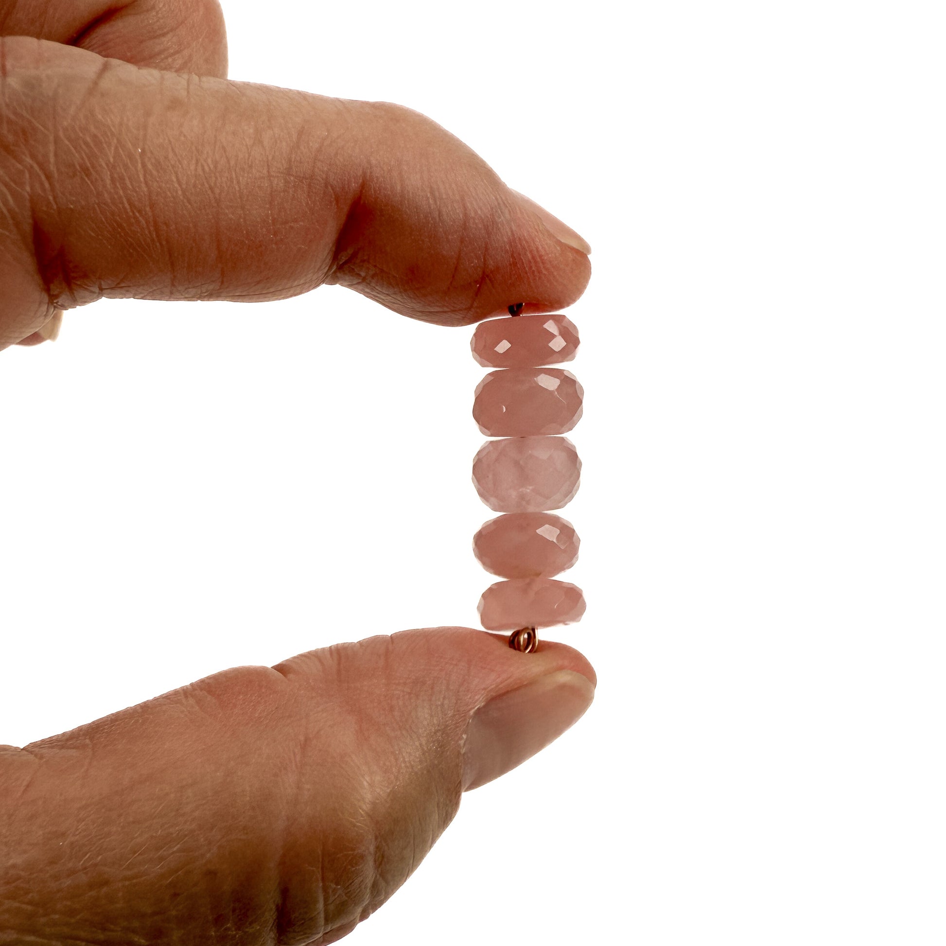 Madagascar Rose Quartz 8-10mm Faceted Rondelle Bead Mix (5 pc/P3415)-The Bead Gallery Honolulu