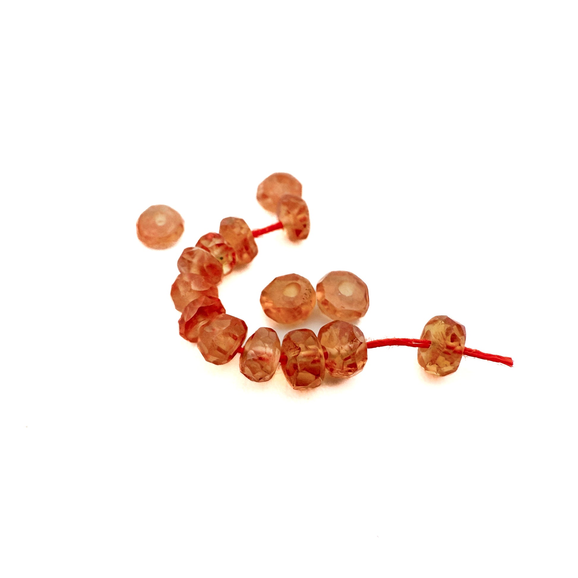 Orange Sapphire 2.5-3.5mm Faceted Rondelle Beads (1 inch/P3438)-The Bead Gallery Honolulu
