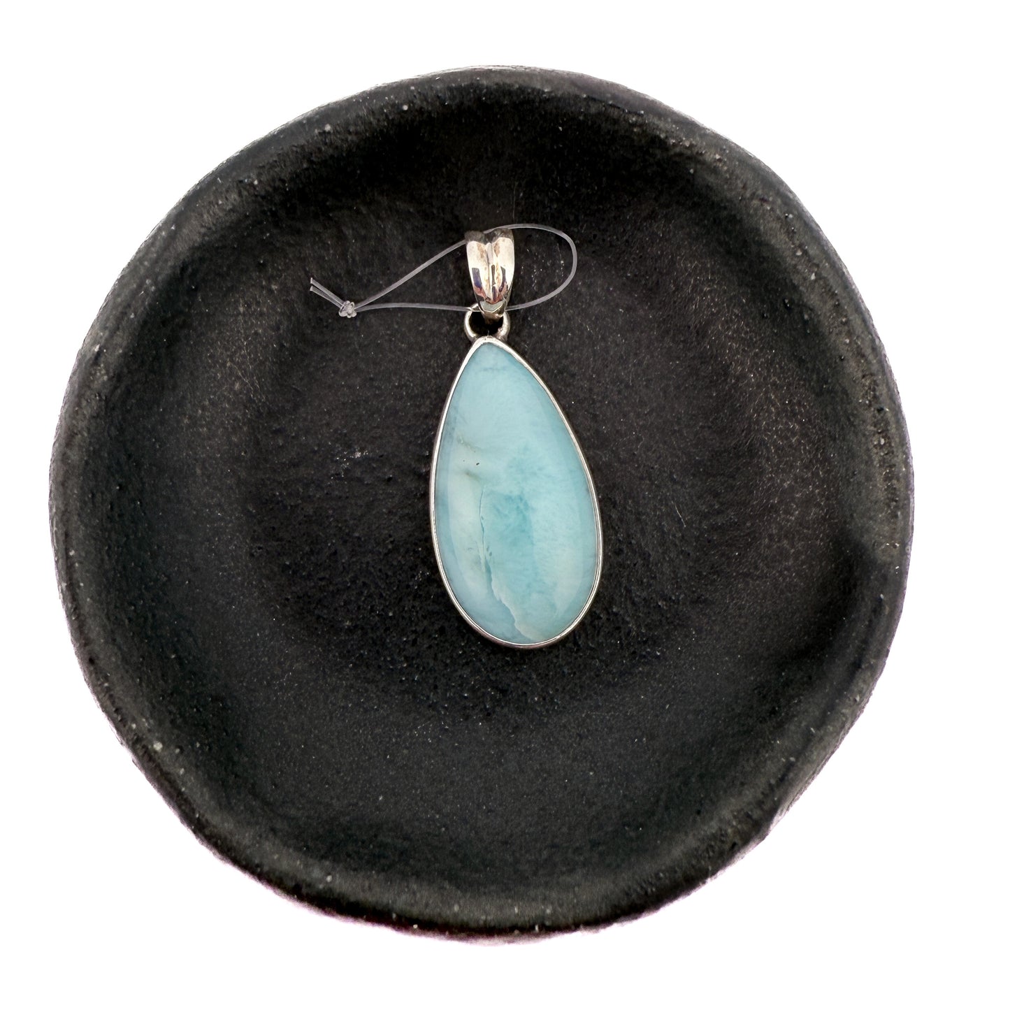 Assorted Larimar Drop Pendant - Bali Silver (1 pc/M1431)