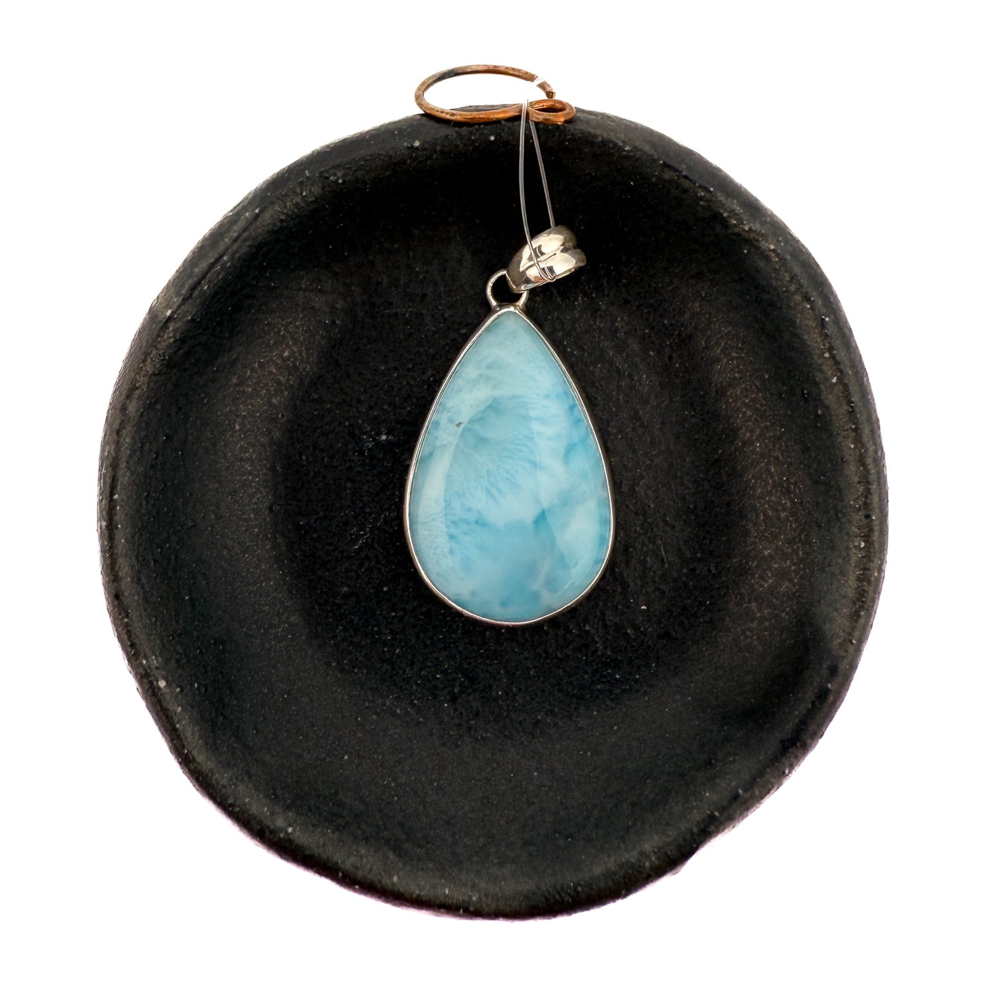 Assorted Larimar Drop Pendant - Bali Silver (1 pc/M1431)
