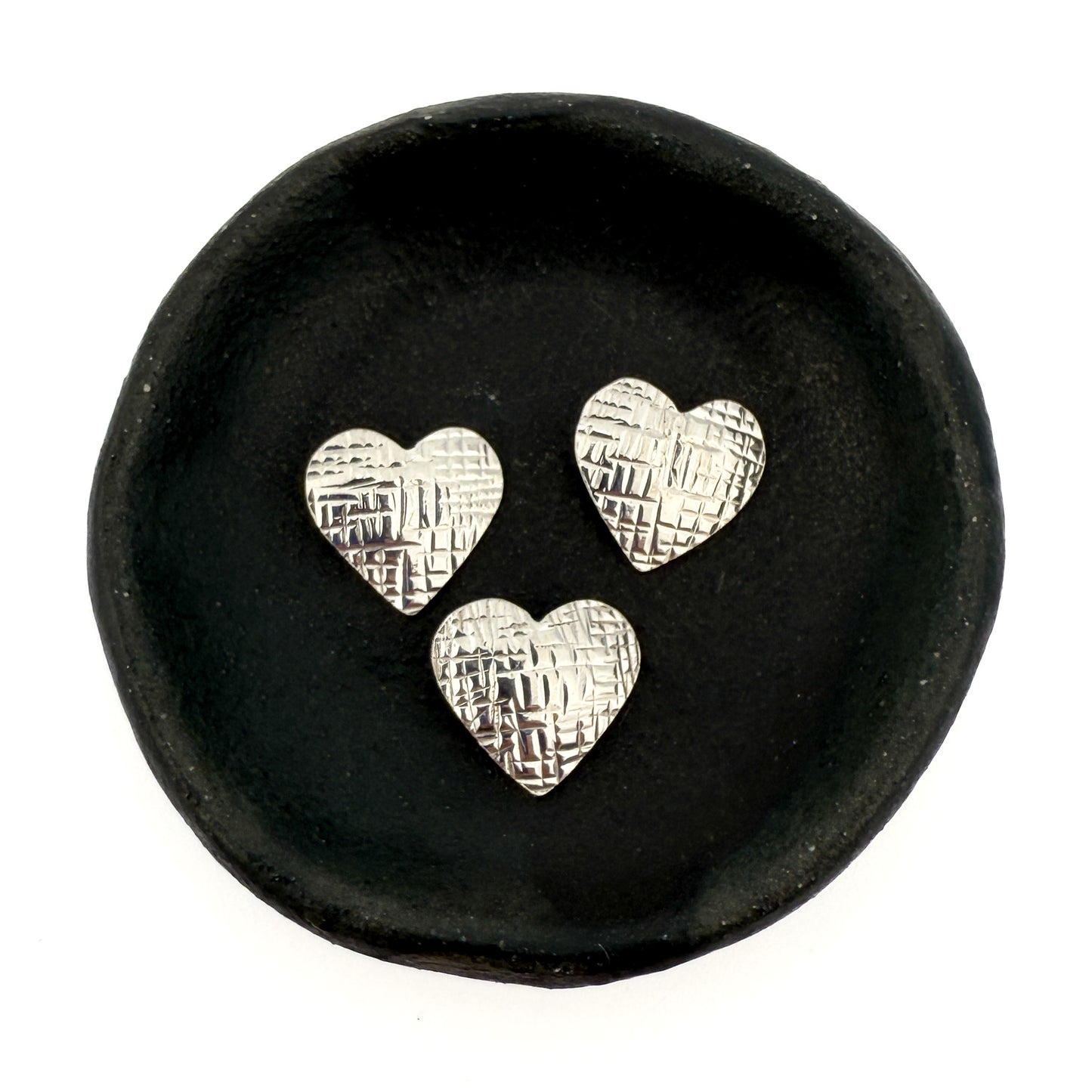 Etched Heart 13mm Button - Sterling Silver (1 pc/M881)