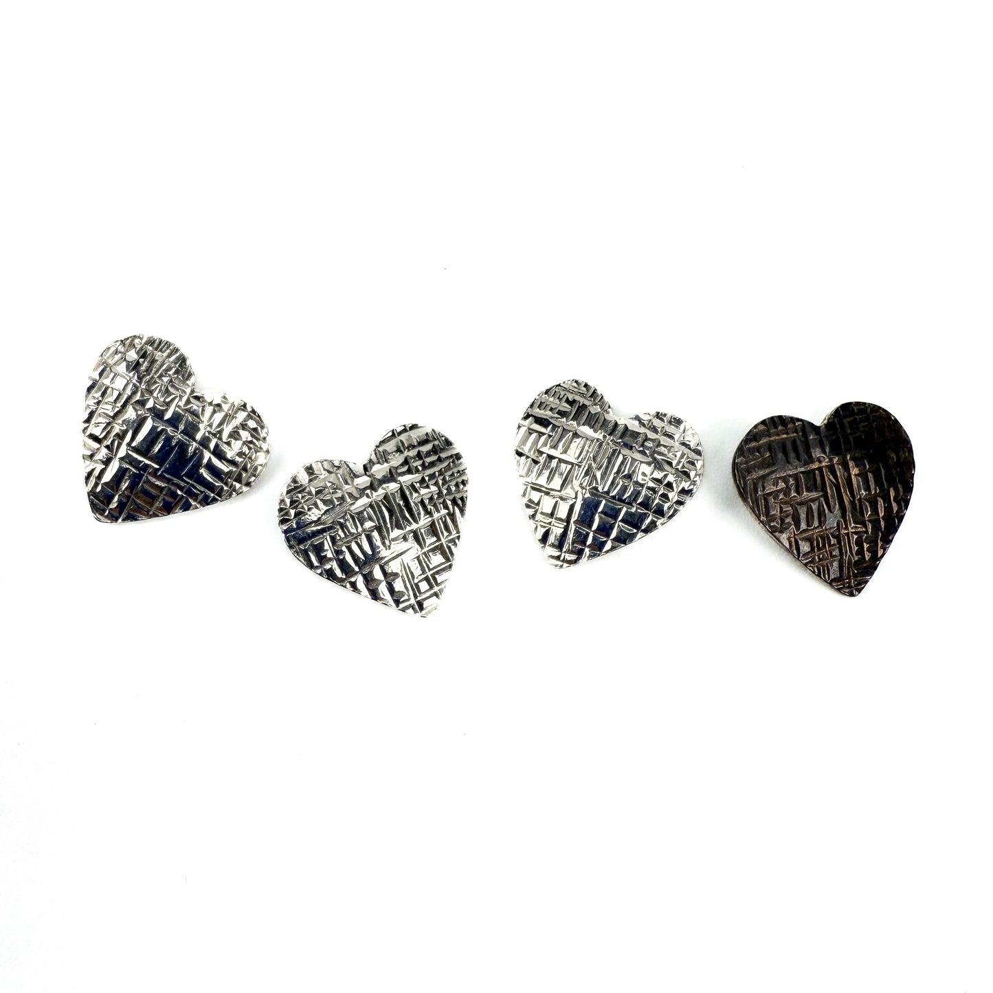 Etched Heart 13mm Button - Sterling Silver (1 pc/M881)