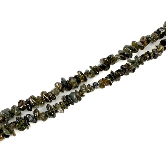 Smoky Green Tourmaline Small Tumbled Chip Bead - 7.75" Strand (GEM200)-The Bead Gallery Honolulu