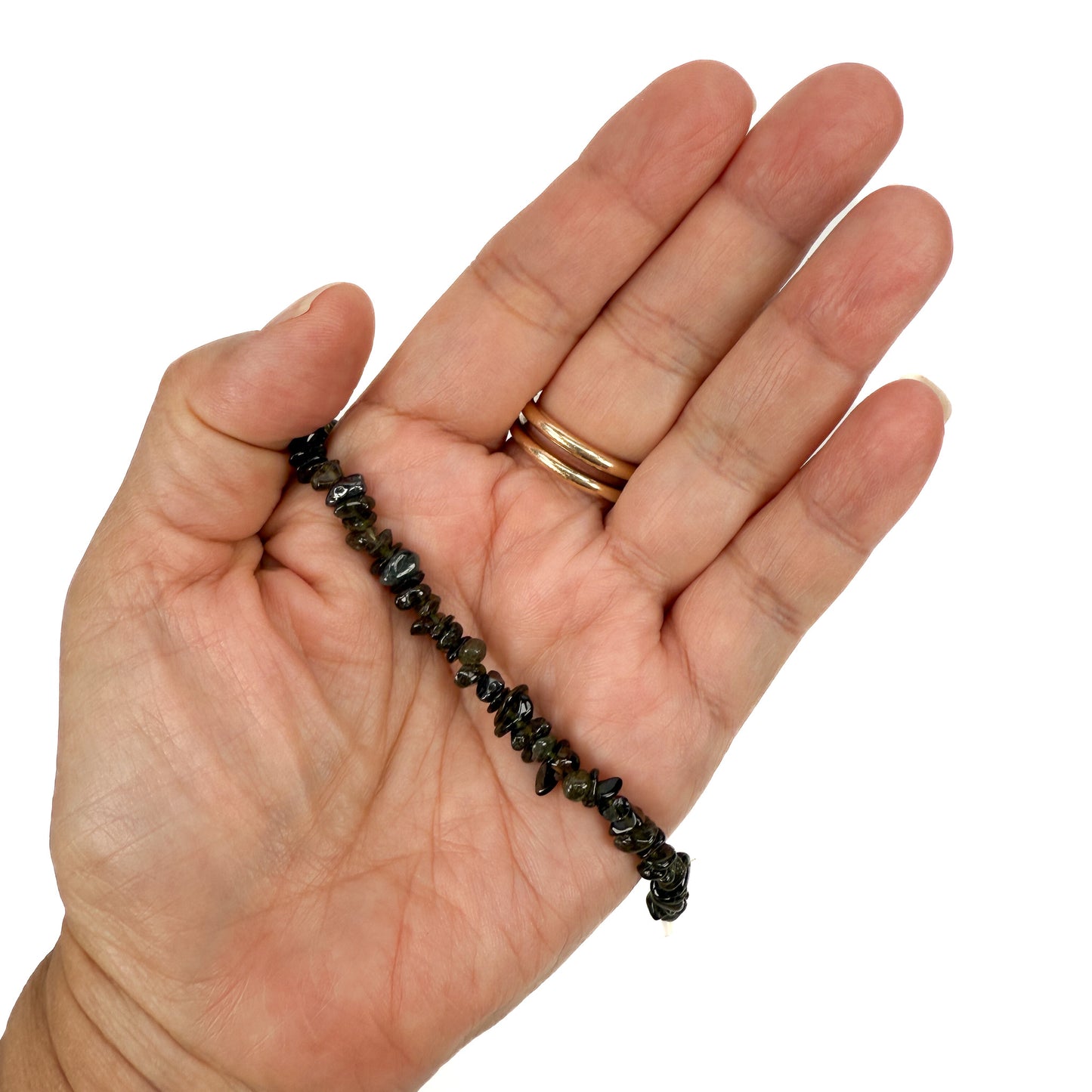 Smoky Green Tourmaline Small Tumbled Chip Bead - 7.75" Strand (GEM200)-The Bead Gallery Honolulu