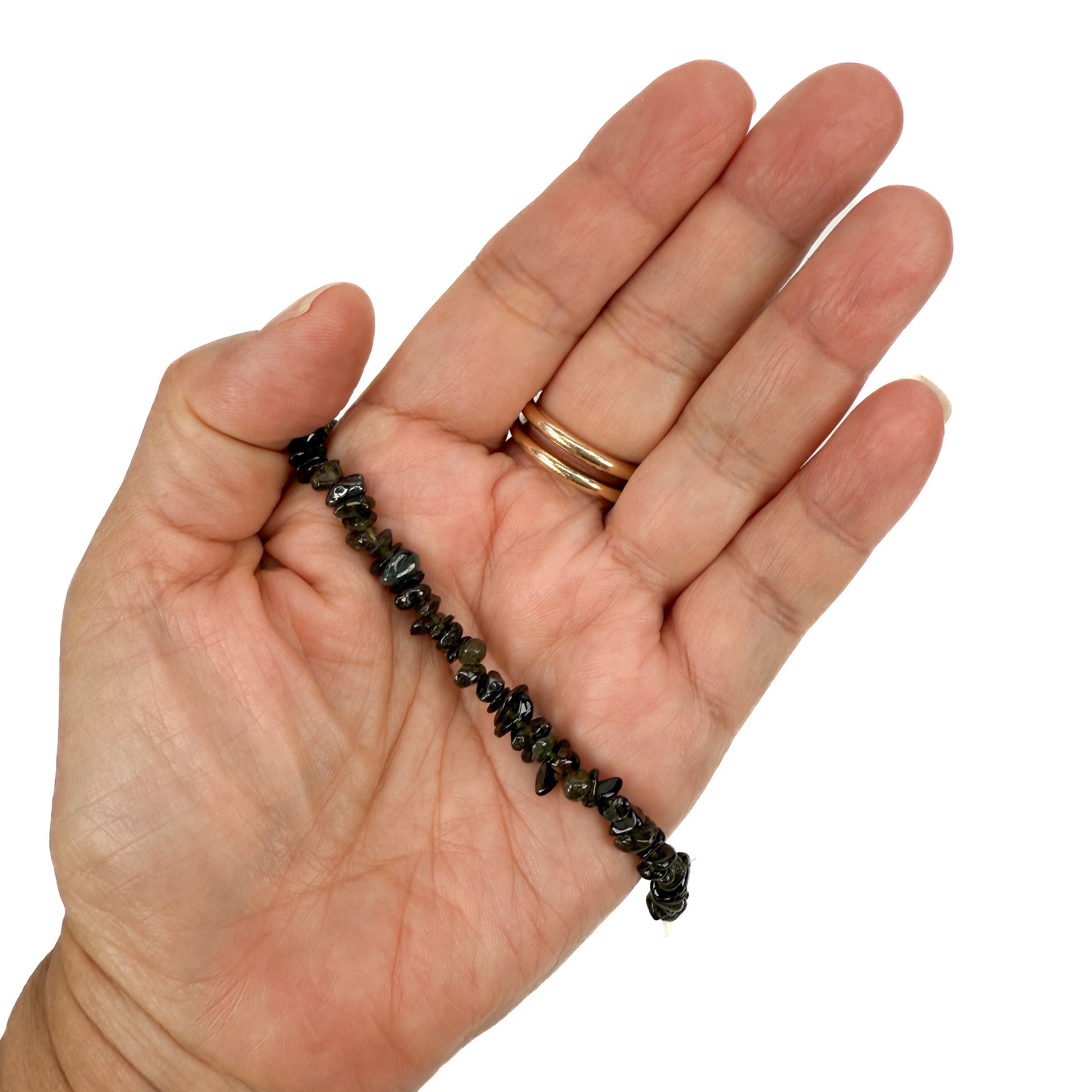 Smoky Green Tourmaline Small Tumbled Chip Bead - 7.75" Strand (GEM200)-The Bead Gallery Honolulu