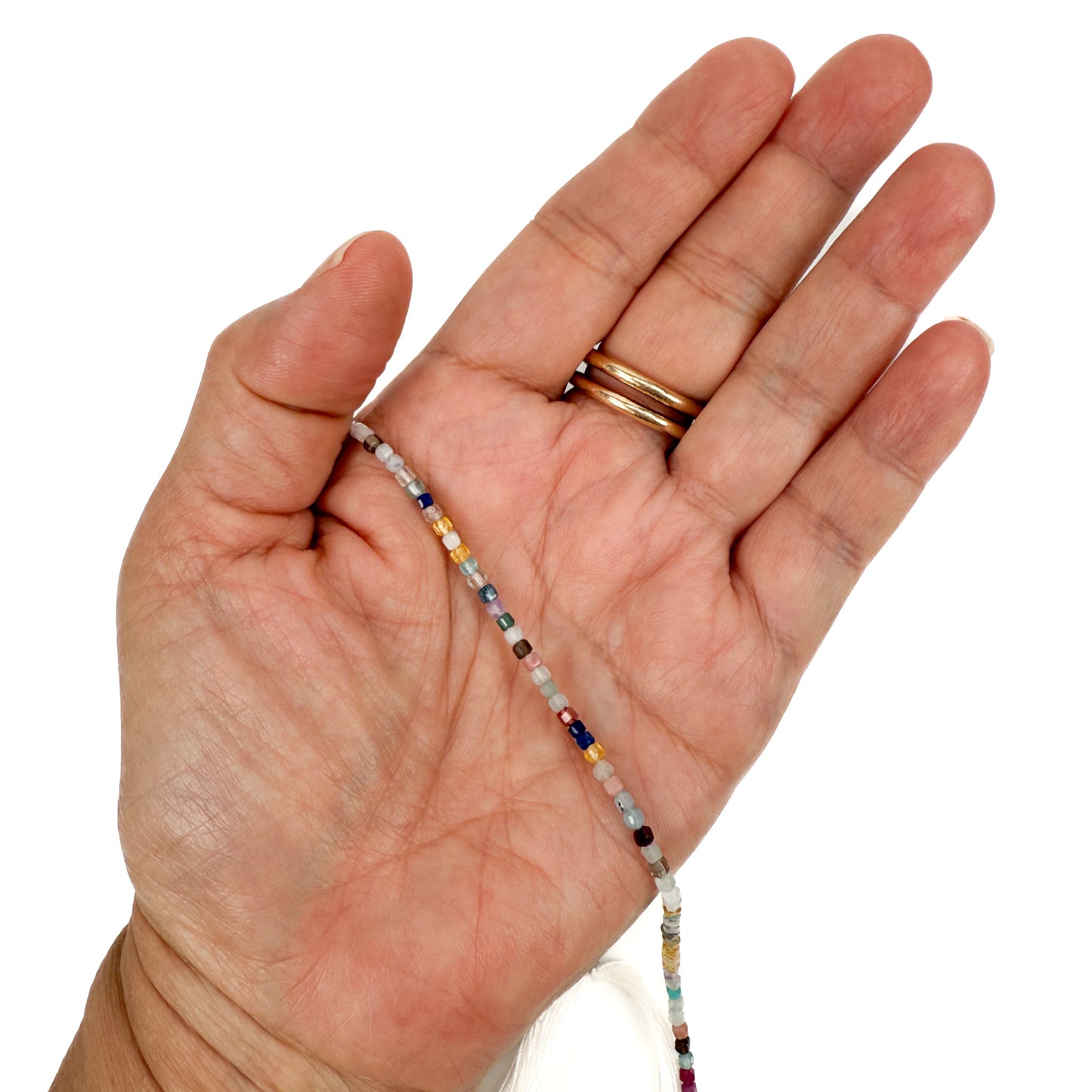 Mixed Gemstone 2.25mm Faceted Cube Bead - 6.25" Strand (GEM2442)-The Bead Gallery Honolulu