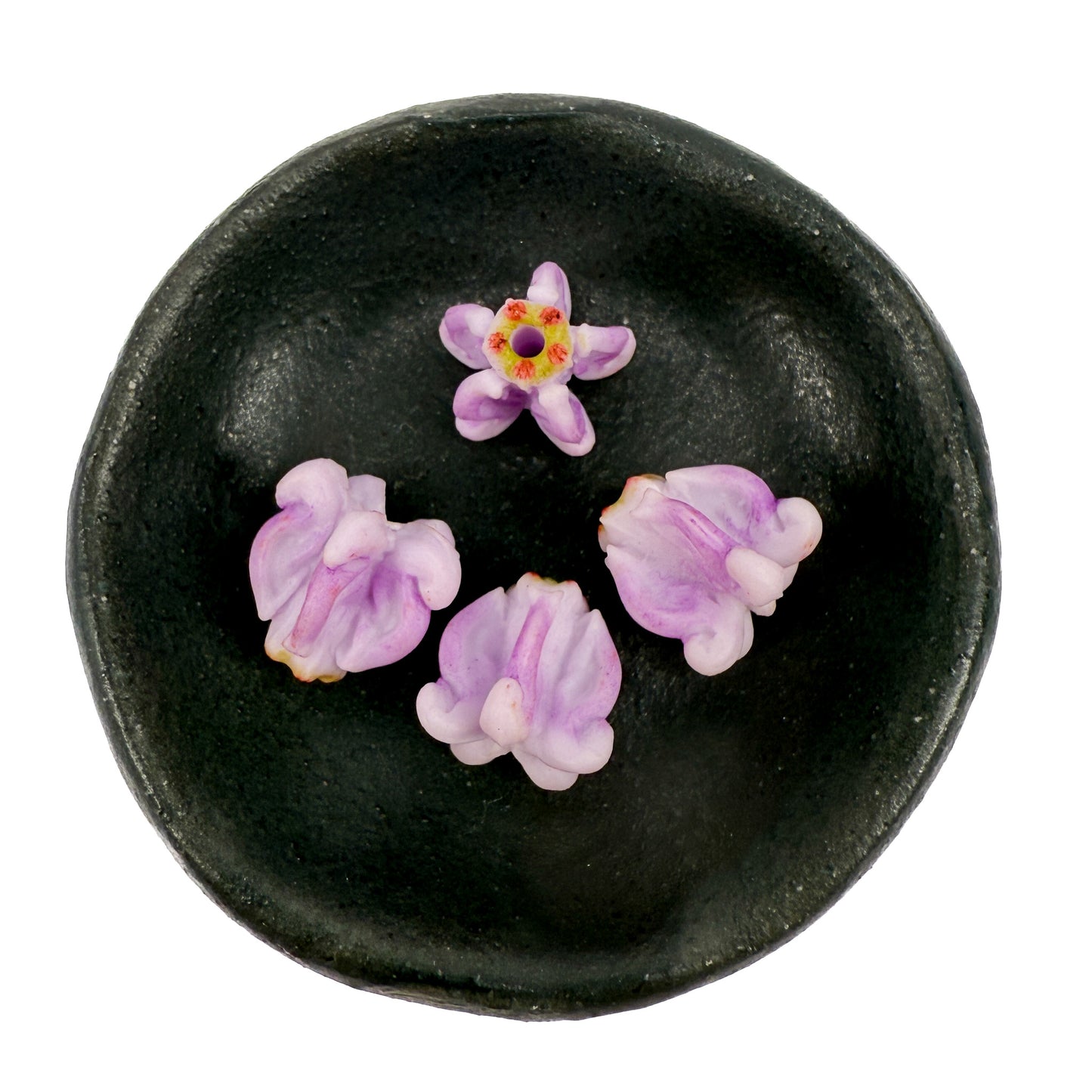 Hawaiian Crown Flower 12mm Hand Painted Purple Clay Bead (C132)-The Bead Gallery Honolulu