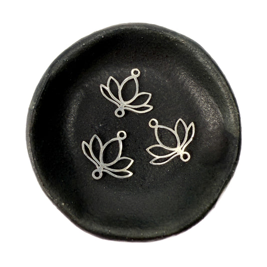 Lotus Bloom Connector Charm - Sterling Silver (1 pc/M2033)-The Bead Gallery Honolulu