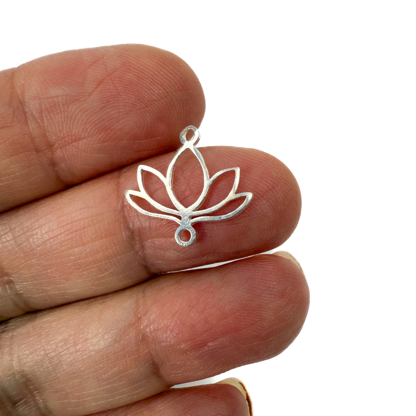 Lotus Bloom Connector Charm - Sterling Silver (1 pc/M2033)-The Bead Gallery Honolulu