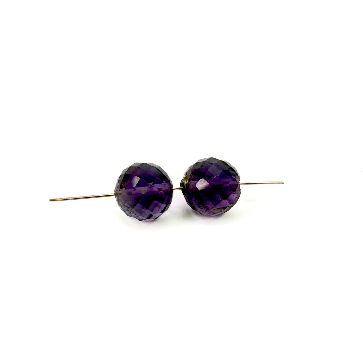 Amethyst 8mm Faceted Round Bead (2 pcs/P3439)-The Bead Gallery Honolulu