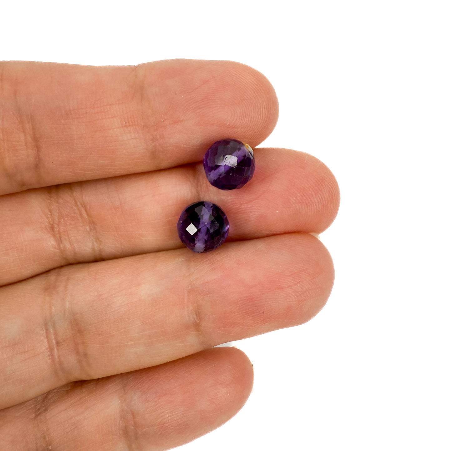 Amethyst 8mm Faceted Round Bead (2 pcs/P3439)-The Bead Gallery Honolulu