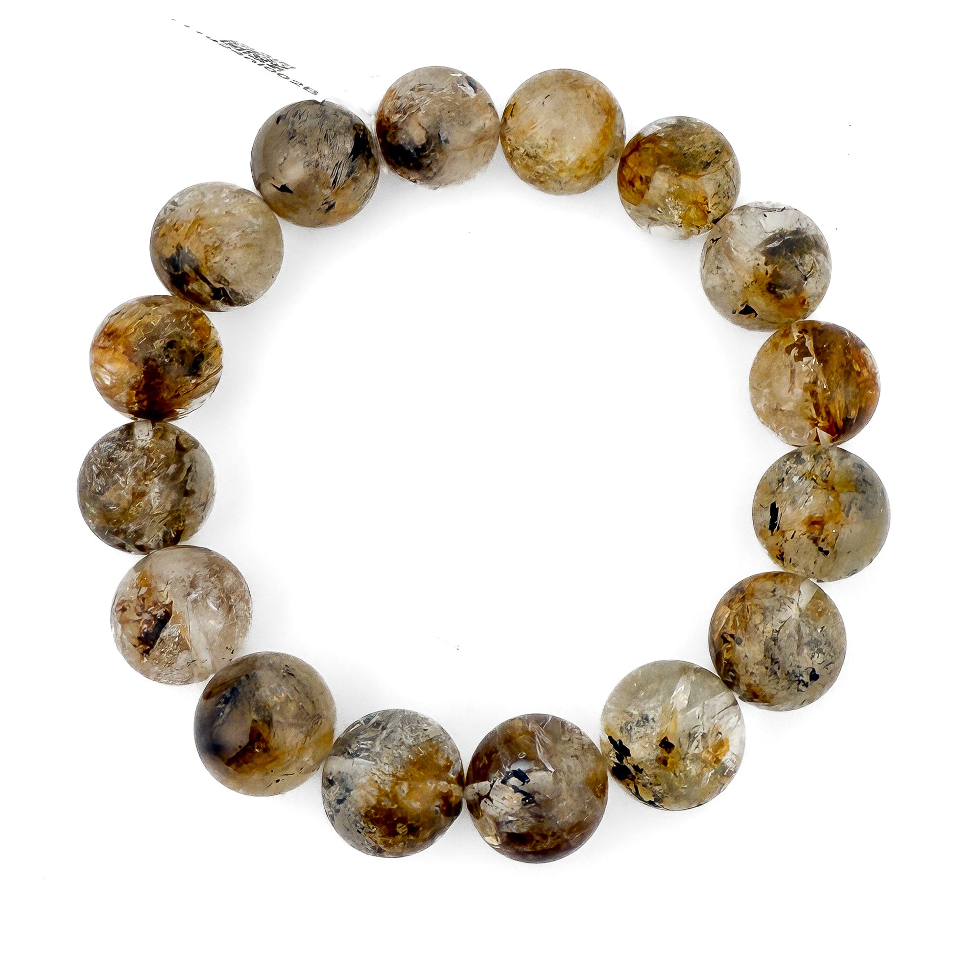 Rutilated Quartz 13mm-13.5mm Round Stretchy Cord Bracelet (J290)-The Bead Gallery Honolulu