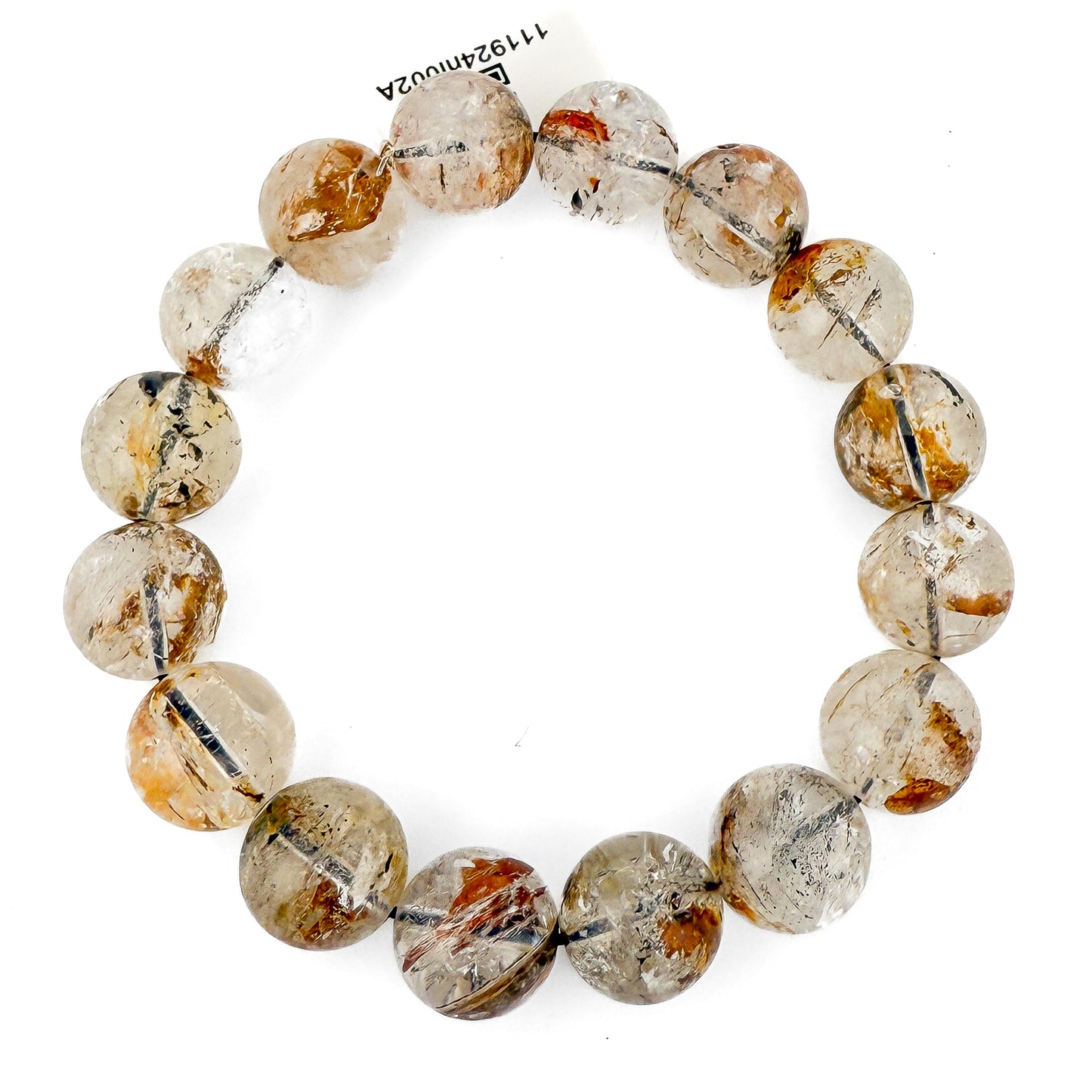 Rutilated Quartz 13mm-13.5mm Round Stretchy Cord Bracelet (J290)-The Bead Gallery Honolulu