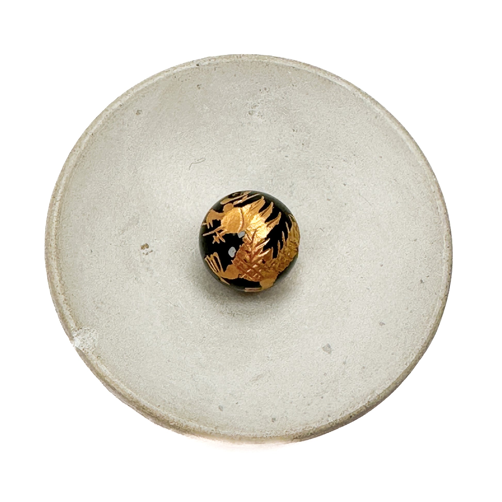 gold dragon on black agate; 16mm; smooth; round; carved - 1 pc.-The Bead Gallery Honolulu