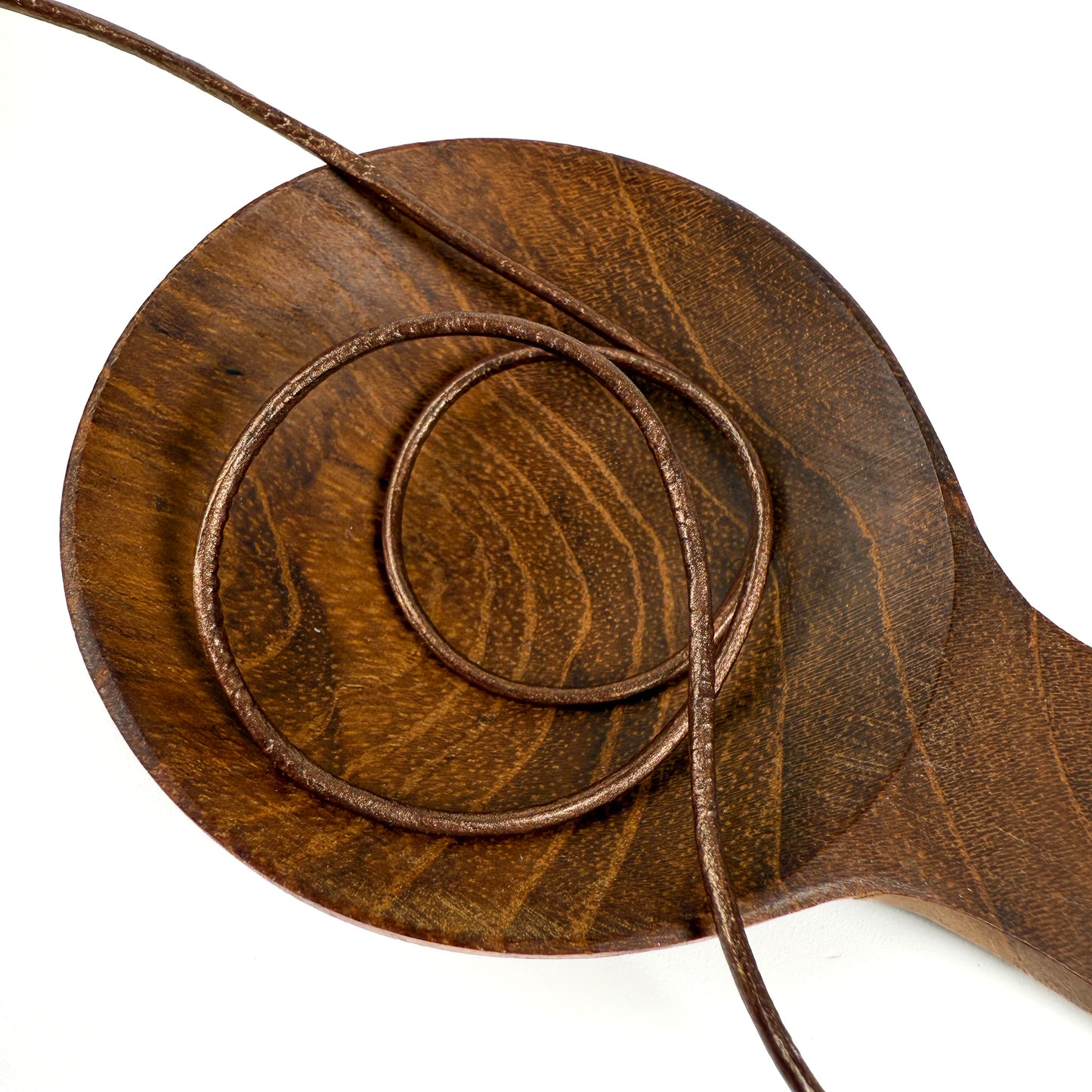 Indian Leather 1mm Round Cord - 1 foot | Metallic Bronze | Metallic Brown | White (CD65)