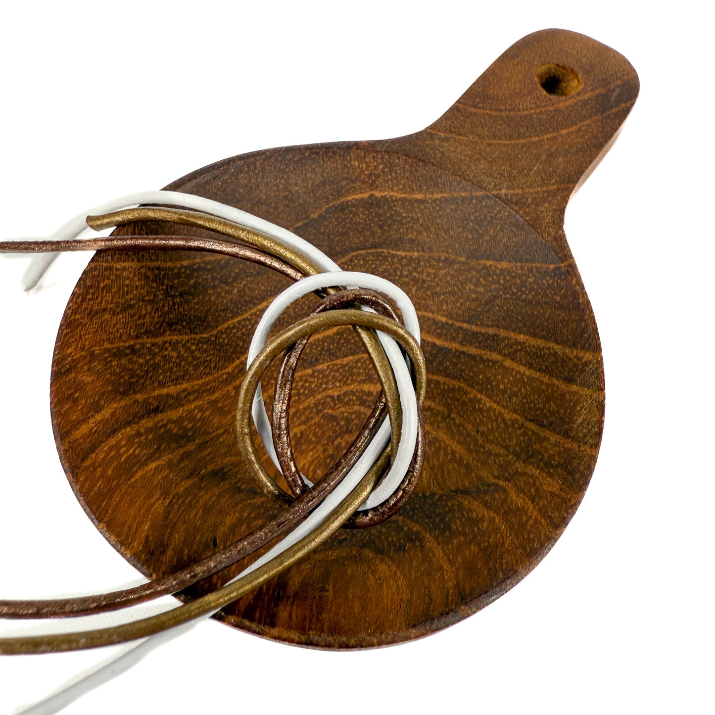 Indian Leather 1mm Round Cord - 1 foot | Metallic Bronze | Metallic Brown | White (CD65)