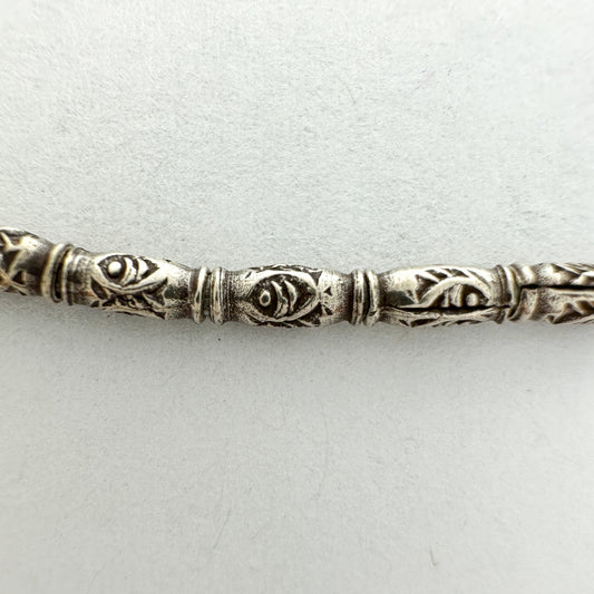 Thai Silver 5mm Hand-Stamped Tube Beads - 5 pcs. (M1887)