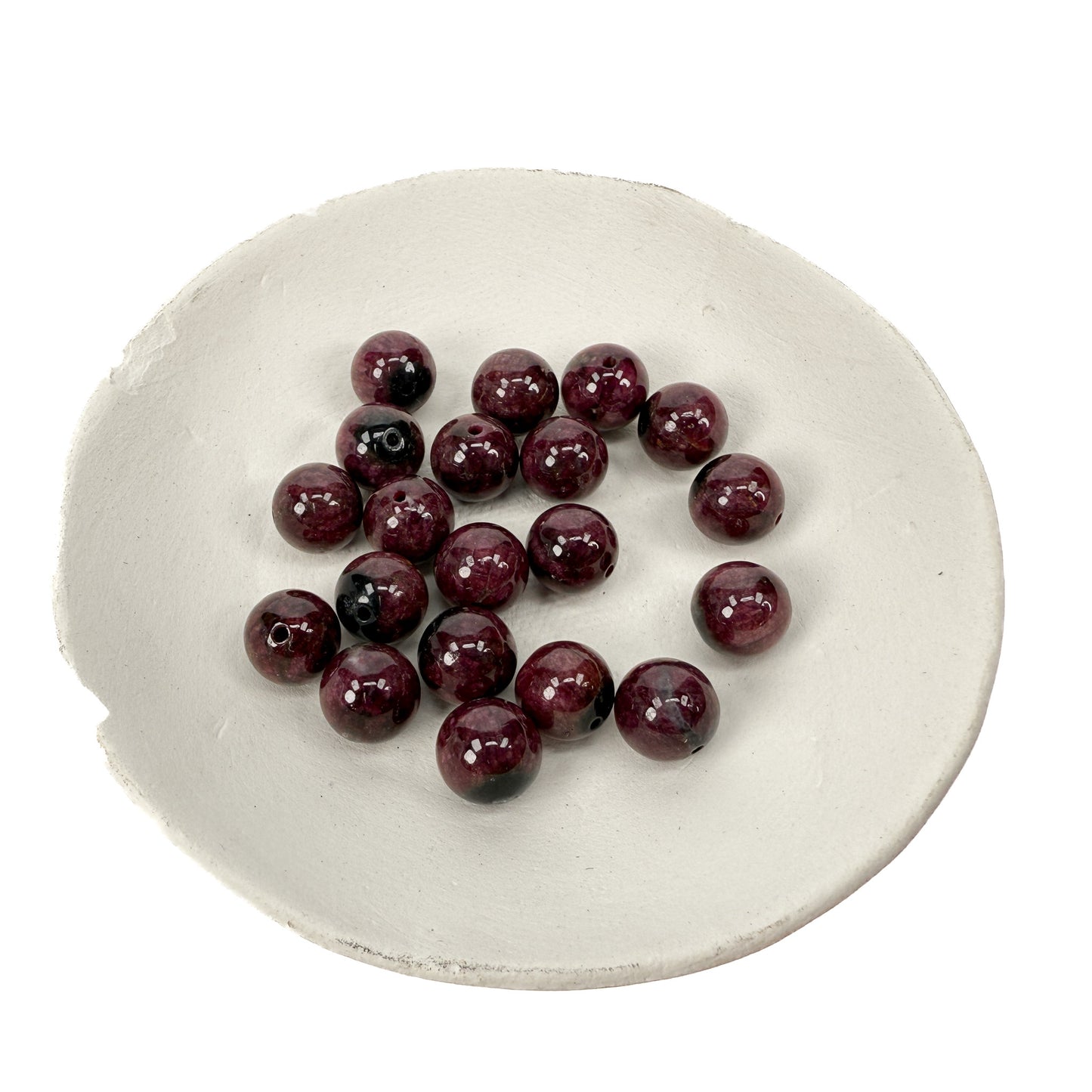 Blood Red Tourmaline 10mm Smooth Round Bead - 6.5" Bracelet OR 1 piece (GEM2412)-The Bead Gallery Honolulu