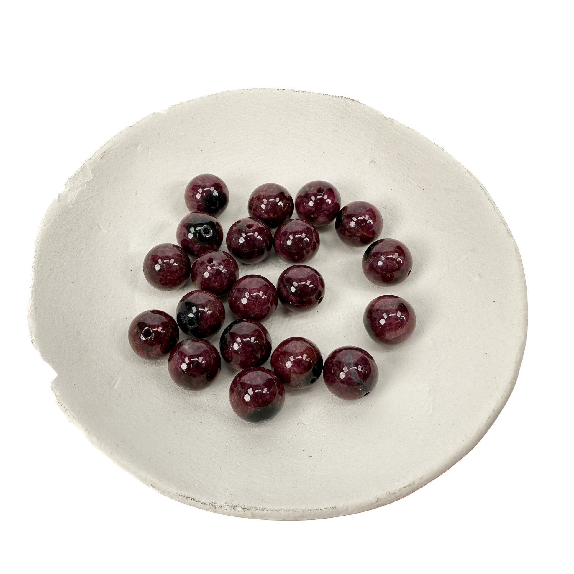 Blood Red Tourmaline 10mm Smooth Round Bead - 6.5" Bracelet OR 1 piece (GEM2412)-The Bead Gallery Honolulu