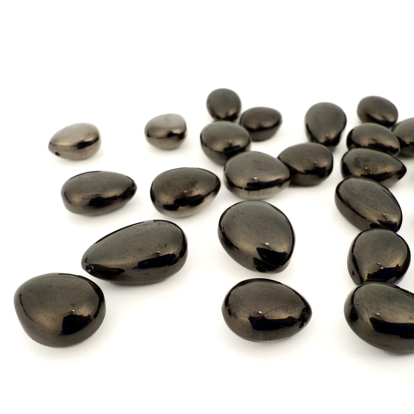 Shungite Smooth Tip Drilled Briolette Beads (2 pcs/P3354)-The Bead Gallery Honolulu