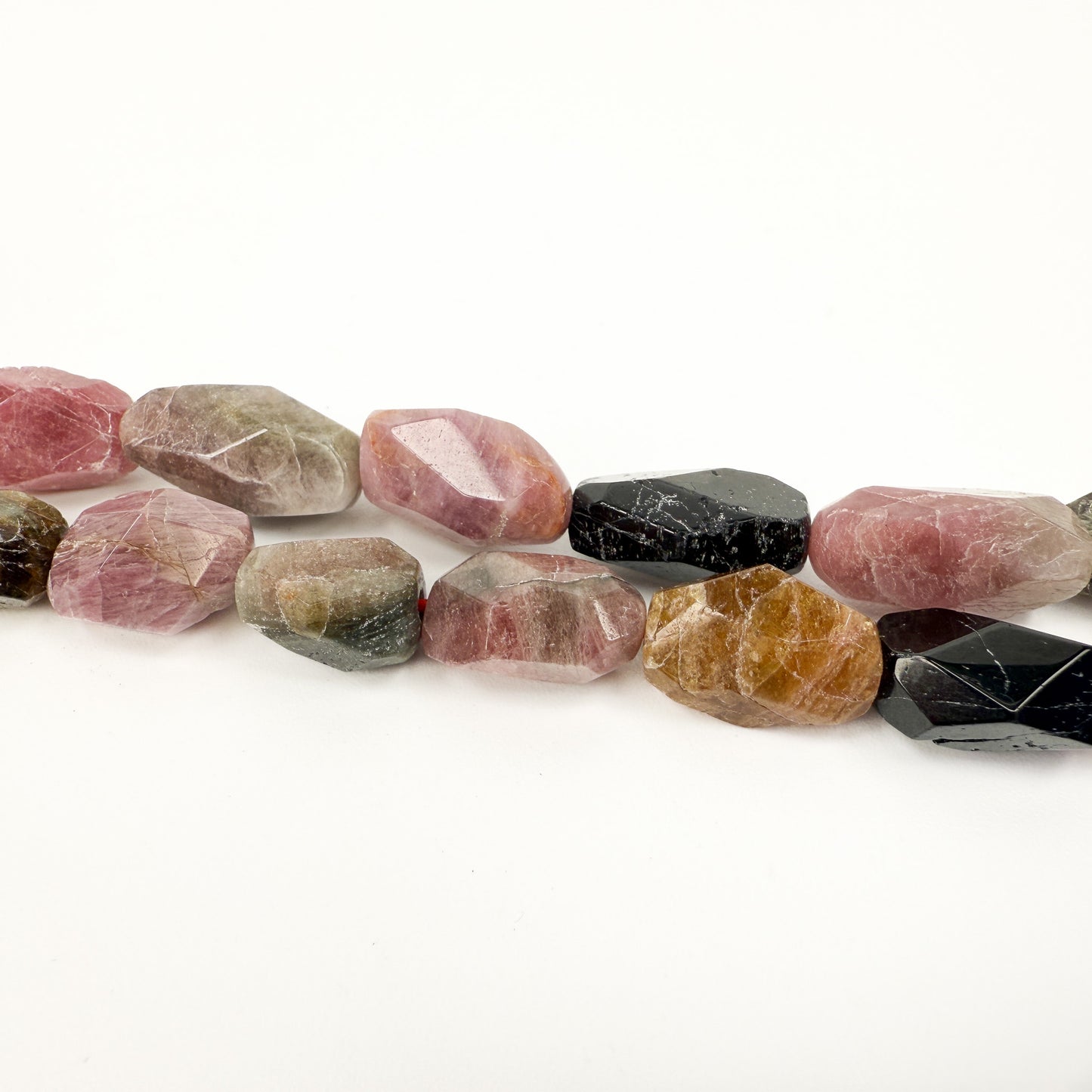 Watermelon Tourmaline 12x7 Faceted Nugget Bead - 8" Strand (GEM2254)