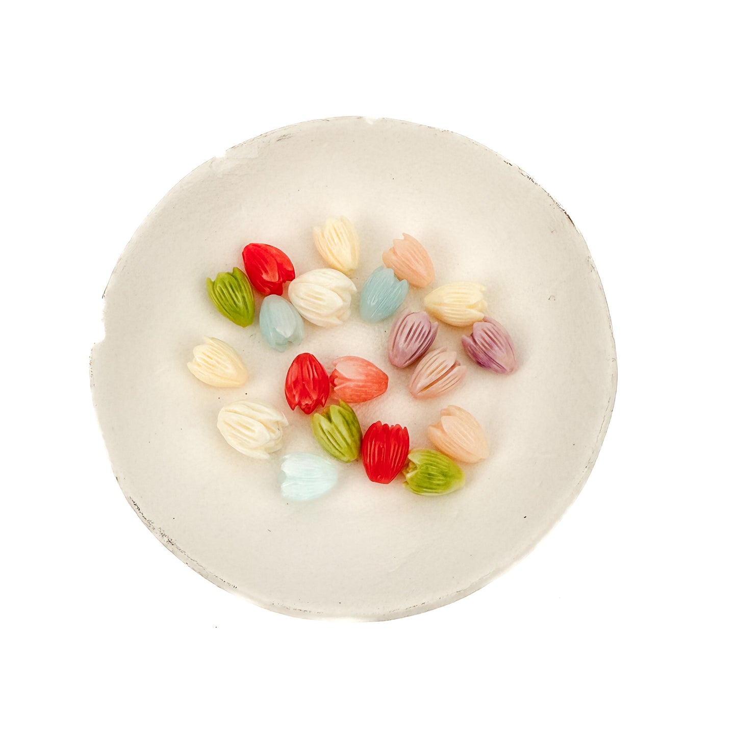 LIMITED RELEASE: Colorful Resin Pikake (Jasmine) 7.5x10mm Medium Flower Bead - Aqua|Green|Pink|Purple|Red |Mix (20 pcs/P3447)