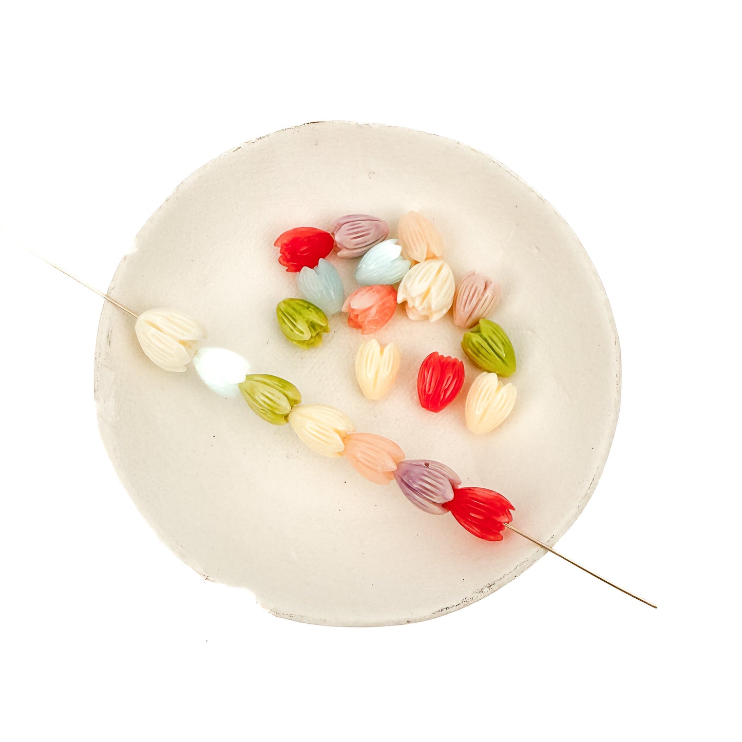 LIMITED RELEASE: Colorful Resin Pikake (Jasmine) 7.5x10mm Medium Flower Bead - Aqua|Green|Pink|Purple|Red |Mix (20 pcs/P3447)