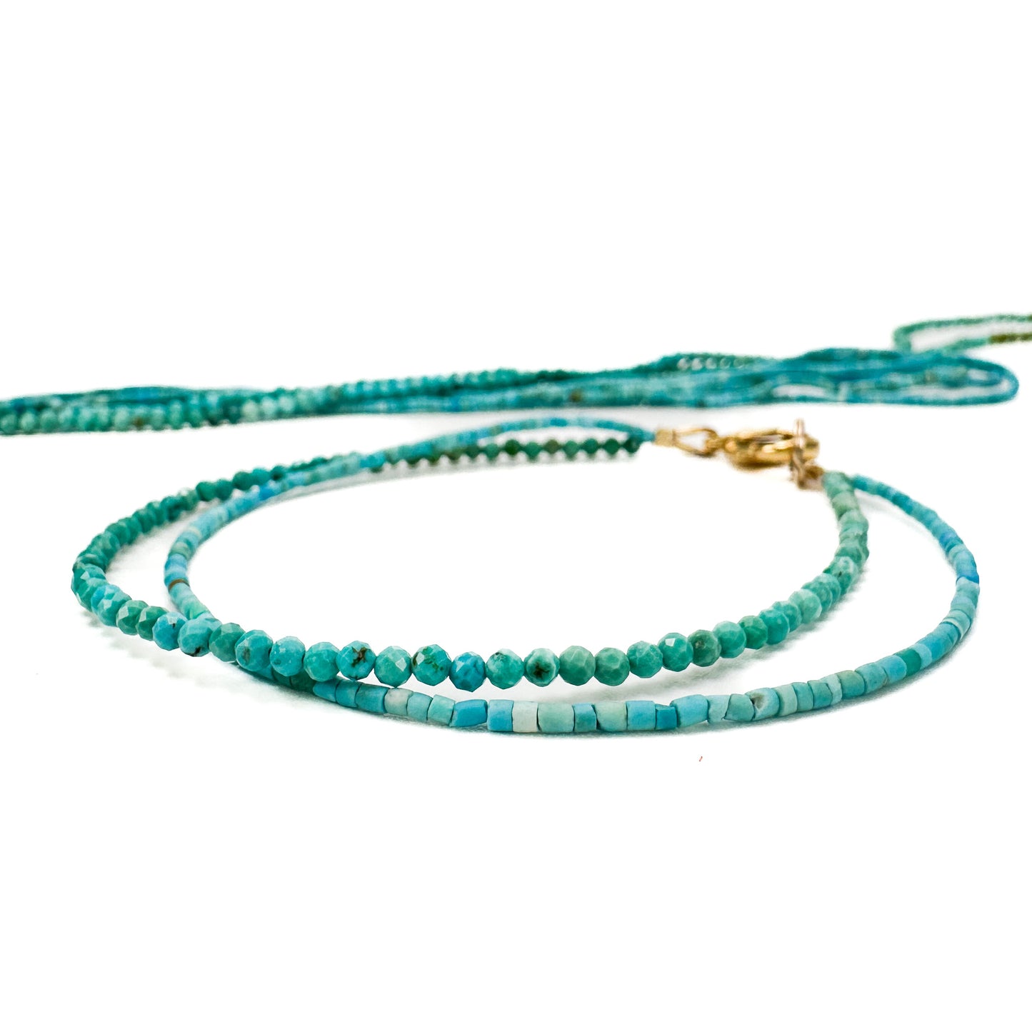 Arizona Turquoise 2mm Faceted Round Bead - 6.25" Strand