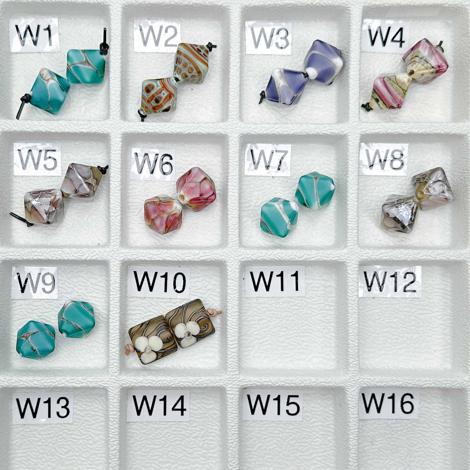 Assorted Lampwork Beads 3D / SQUARE PAIRS! - 2 pcs.-The Bead Gallery Honolulu