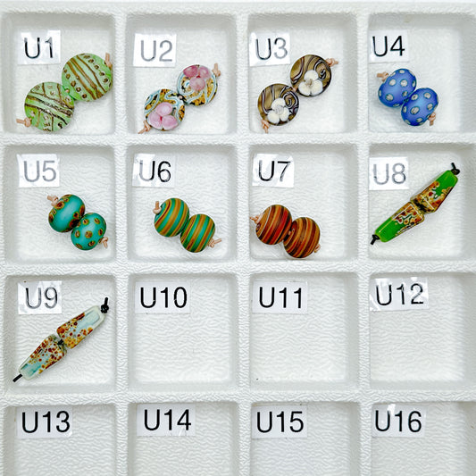 Assorted Lampwork Beads LENTIL/MONUMENT/DONUT PAIRS! - 2 pcs.-The Bead Gallery Honolulu