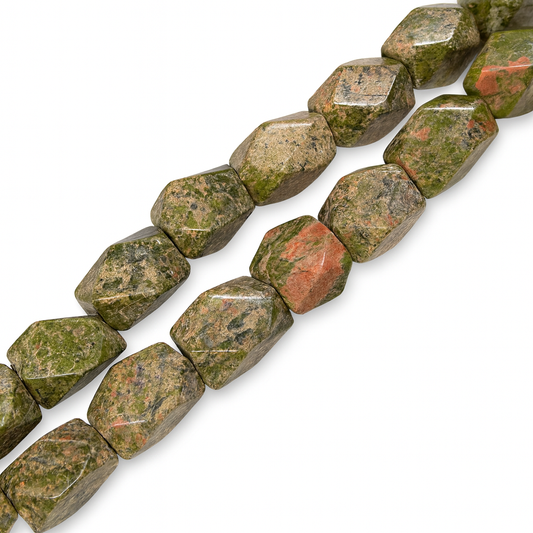Unakite Large Faceted Nugget Bead (1 pc/P3351)-The Bead Gallery Honolulu