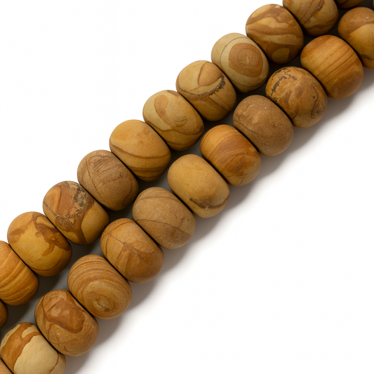 Wood Jasper 8.5x12mm Smooth Matte Rondelle Bead (1 pc/P3352)-The Bead Gallery Honolulu