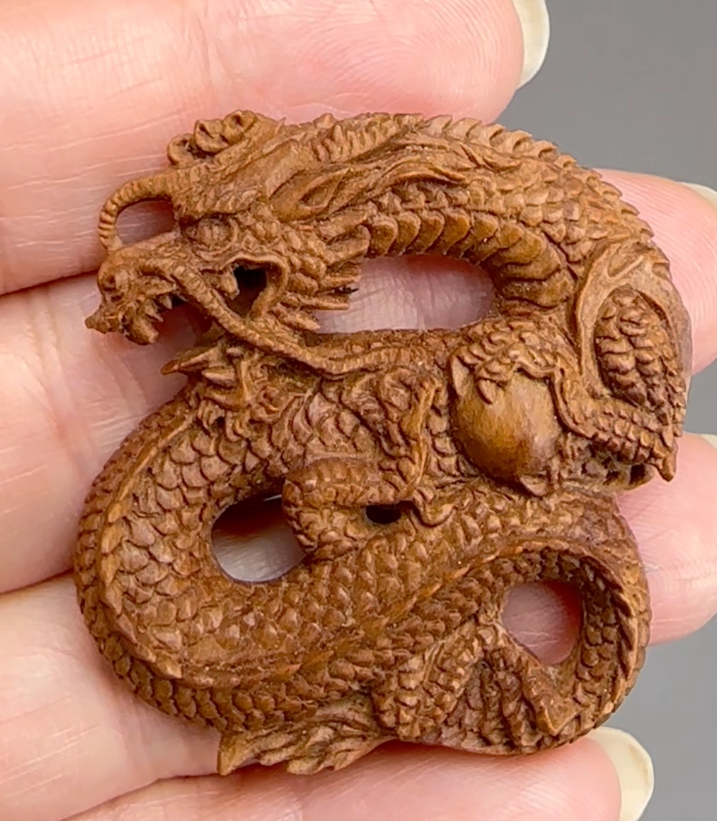 Dragon Pendants - Handcarved & Handpainted Wood from Bali (J261)