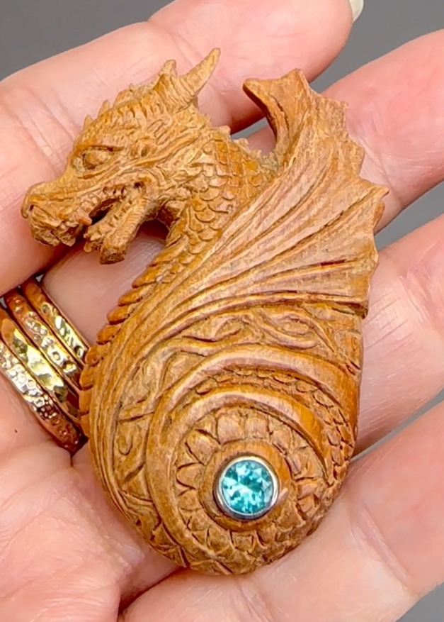 Dragon Pendants - Handcarved & Handpainted Wood from Bali (J261)