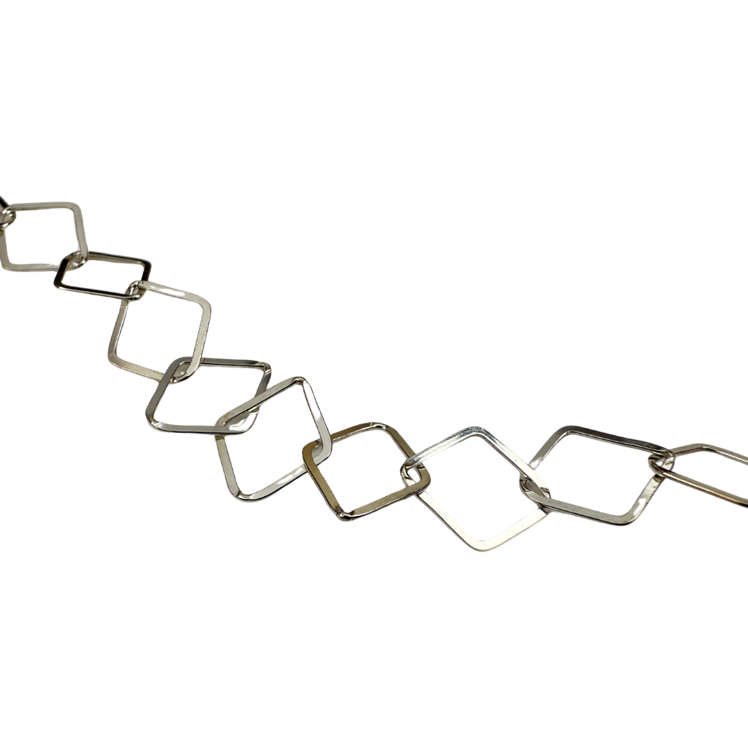 Flat Diamond Link Chain (Sterling Silver) - (1 in/CH147)-The Bead Gallery Honolulu