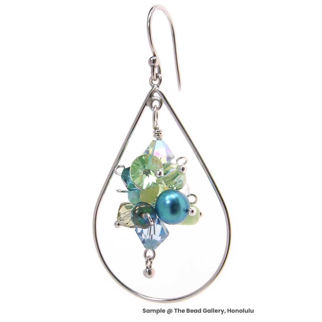 Chandelier Teardrop 40x27mm Frame - Sterling Silver (1 pc/M378)-The Bead Gallery Honolulu