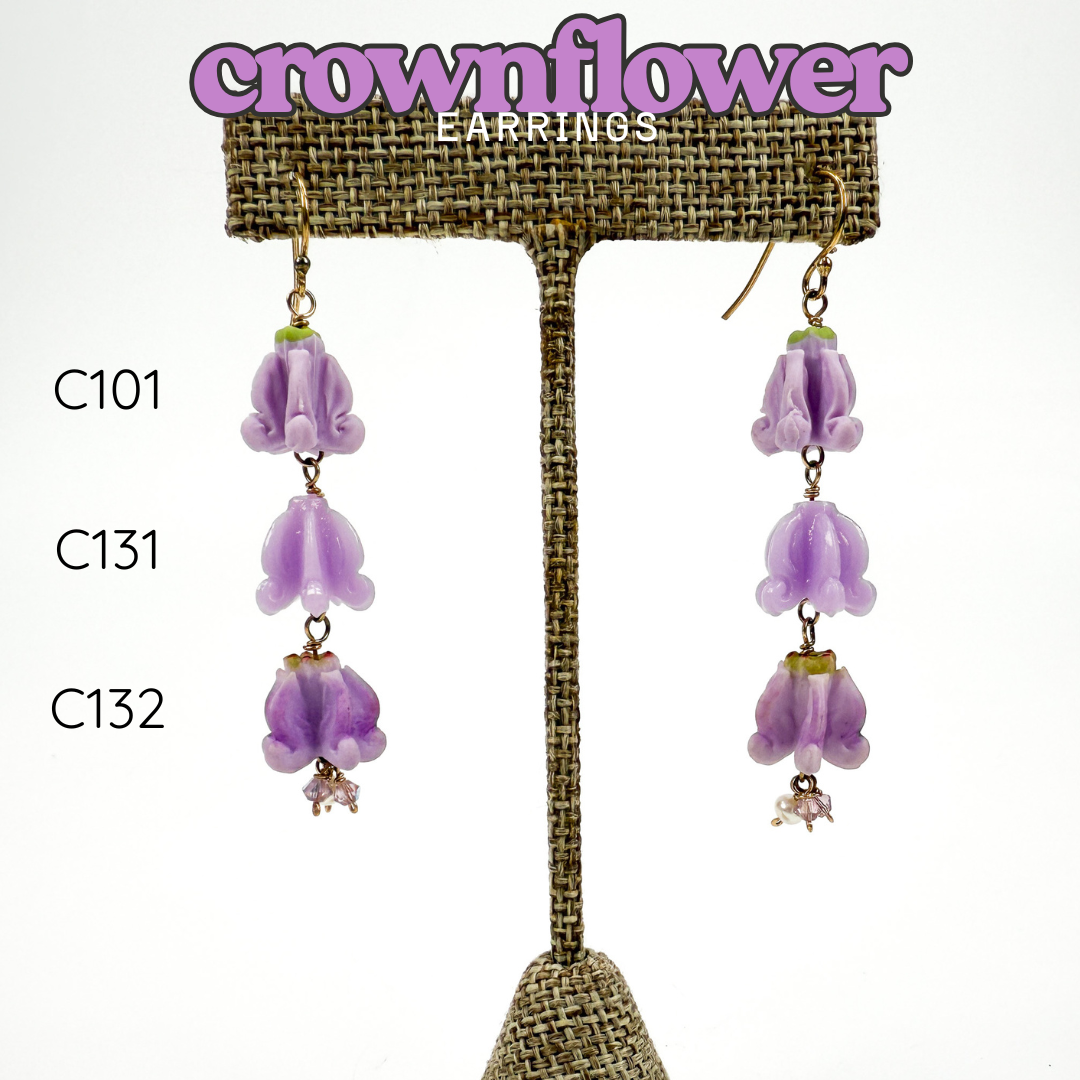 Hawaiian Crown Flower 12mm Hand Painted Purple Clay Bead (C132)-The Bead Gallery Honolulu