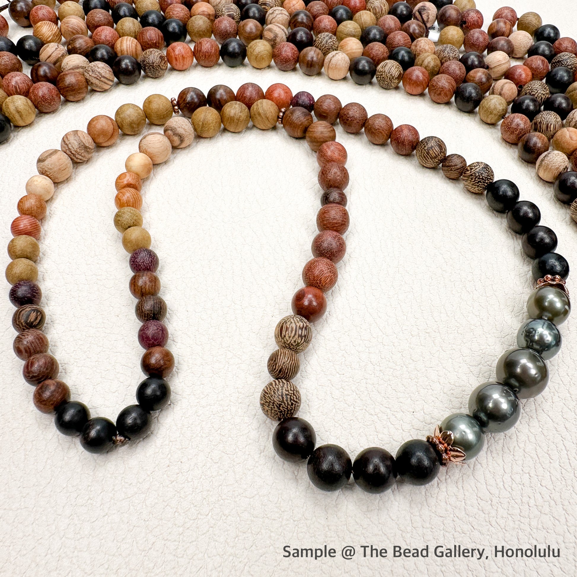 Multicolor Mixed Wood 8mm Round Bead - 15" Strand-The Bead Gallery Honolulu